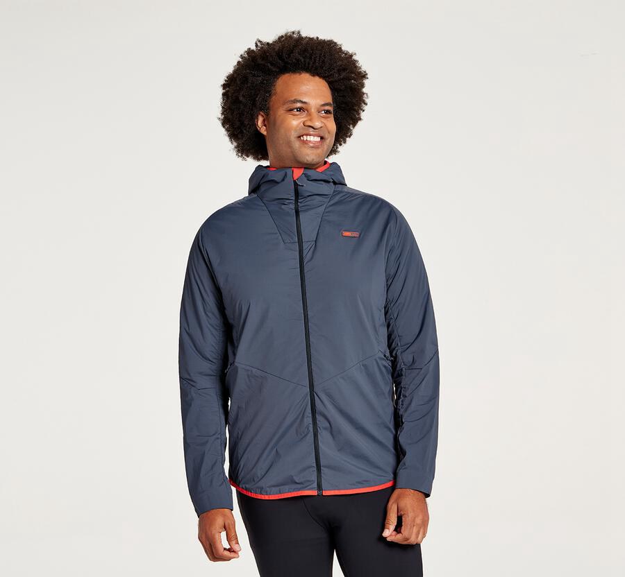 Chaquetas Hoka One One Hombre - Hybrid Run - Azules - ABT643519